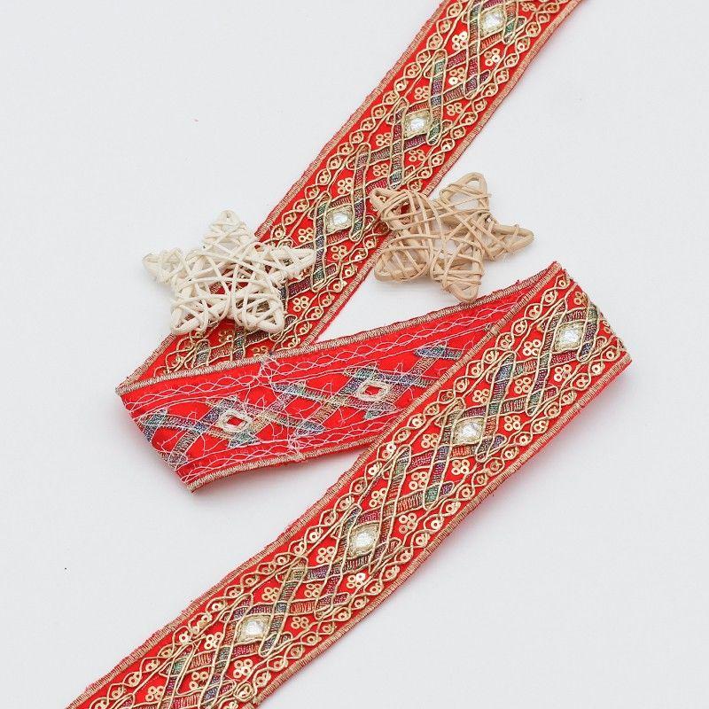 10 Yards Ethnic Style Embroidery Lace Accessories Clothing Shoes and Hats Bag Curtain DIY Decorative Webbing Gold Thread Sequins
