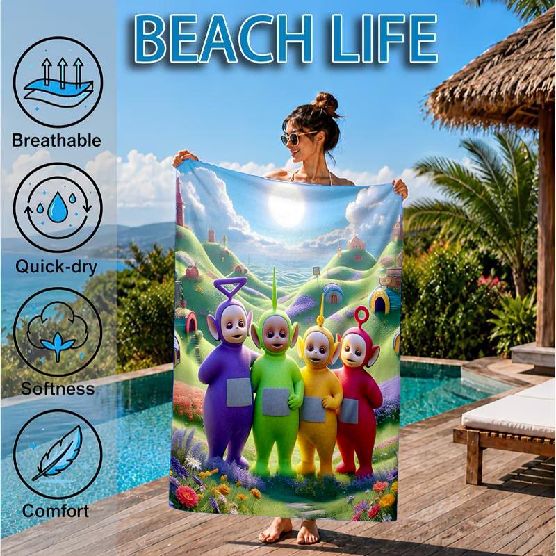 Tele-tubbies Celebration Beach Towel, Microfiber Beach Towel, Perfect For Pool, Beach, Travel, Home Decor Beach Party Fan Gifts