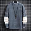 Men's College Style Fleece-Lined Knitted Sweater: Warm and Thick for Autumn/Winter