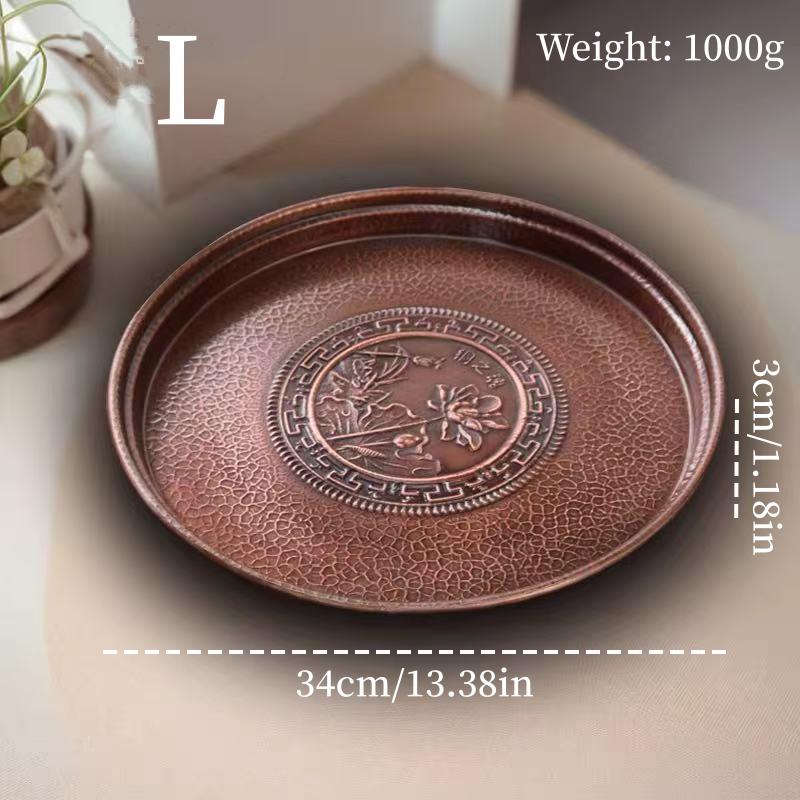 Vintage Lotus Leaf Flower Texture Pure Copper Coffee Cup Tray,Teacup Saucer Home Cheese Fruit Plate,Snack Disc Table Decoration