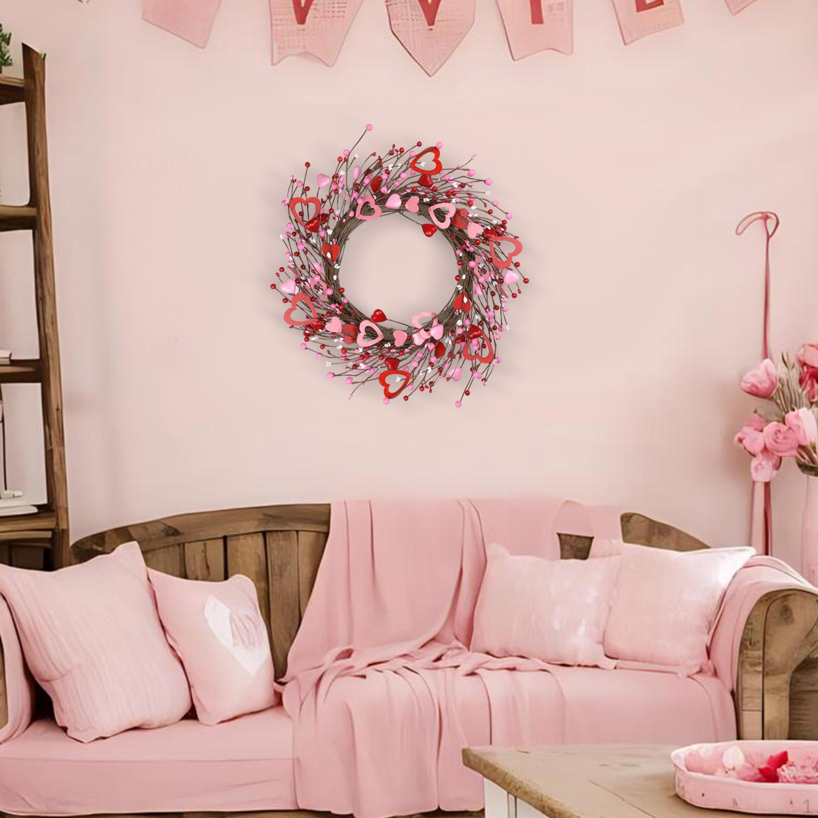 

Hearts Artificial Wreath Front Door Ornament 40cm Valentines Day Decoration for Office