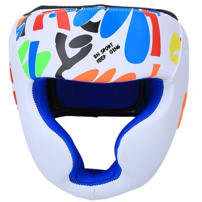 BN FIGHT Graffiti Children Helmet Heads Guard Protective Gear for Boxing Muay Thai Taekwondo TrainingS Size White