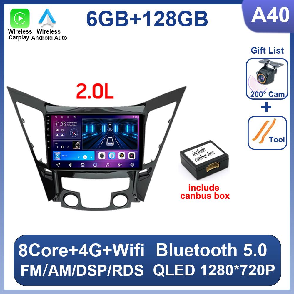 For Hyundai Sonata 6 YF 2009 - 2015 Android 14 Car Radio Multimedia Video Player GPS Navigation AI Voice 4G CarPlay Head Unit