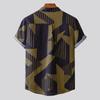 Mens Linen Ethnic Short Sleeve Casual  Printing Hawaiian Shirt Blouse T-shirt