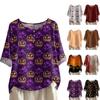 Women's Fashionable And Casual Shirt Half-sleeve Round Neck Print Blouse Top
