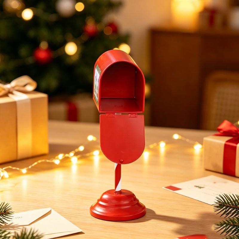 Christmas Mailbox Display Piece Freestanding Metal Holiday Porch Mailbox for Entryway Yard Shop Table Window Area, Home and