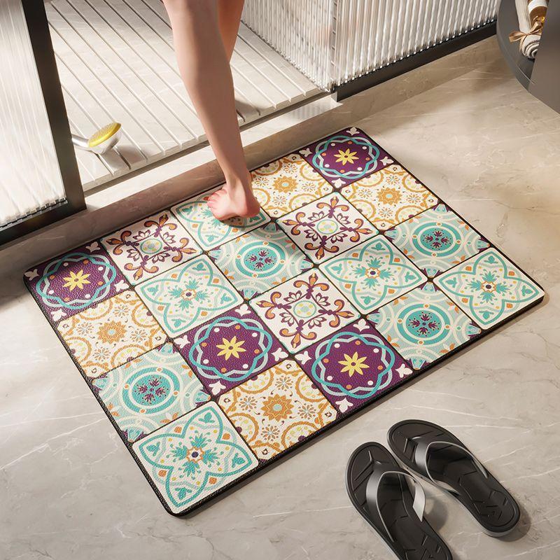 Retro Wind Diatom Mud Floor Mat Bathroom Absorbent Floor Mat Toilet Toilet Toilet Non-Slip And Dirt-Resistant Wear-Resistant Quick-Drying Floor Mat