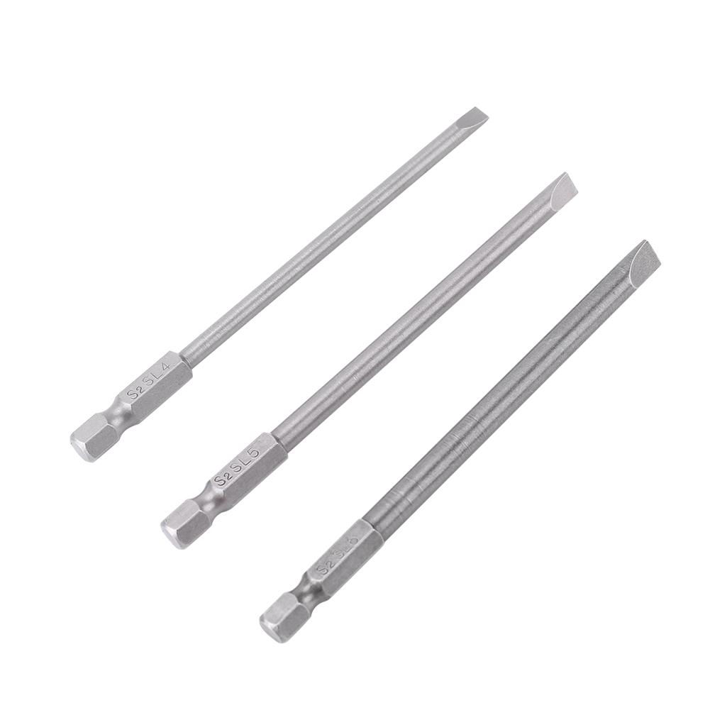 10pcs 14 Inch Hex Shank 100mm Long Magnetic BST Screwdriver Bits Set (Slotted+Cross Hex Head)
