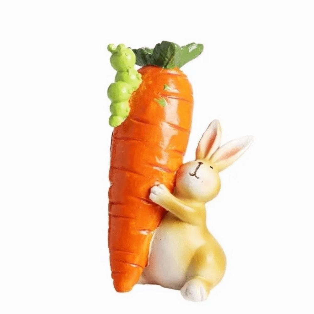 

Simulation Bunny Easter Bunny Figurine Colorful Resin Carrot Bunny Ornament Easter Egg Decor Style 1