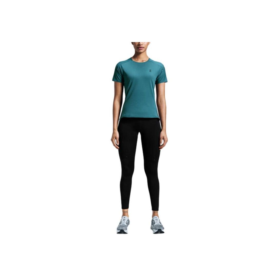 

On Performance Round Neck Comfortable Breathable Short Sleeve T-Shirt Women Tops Storm-Blue Stone-Green 1WE10312617 S