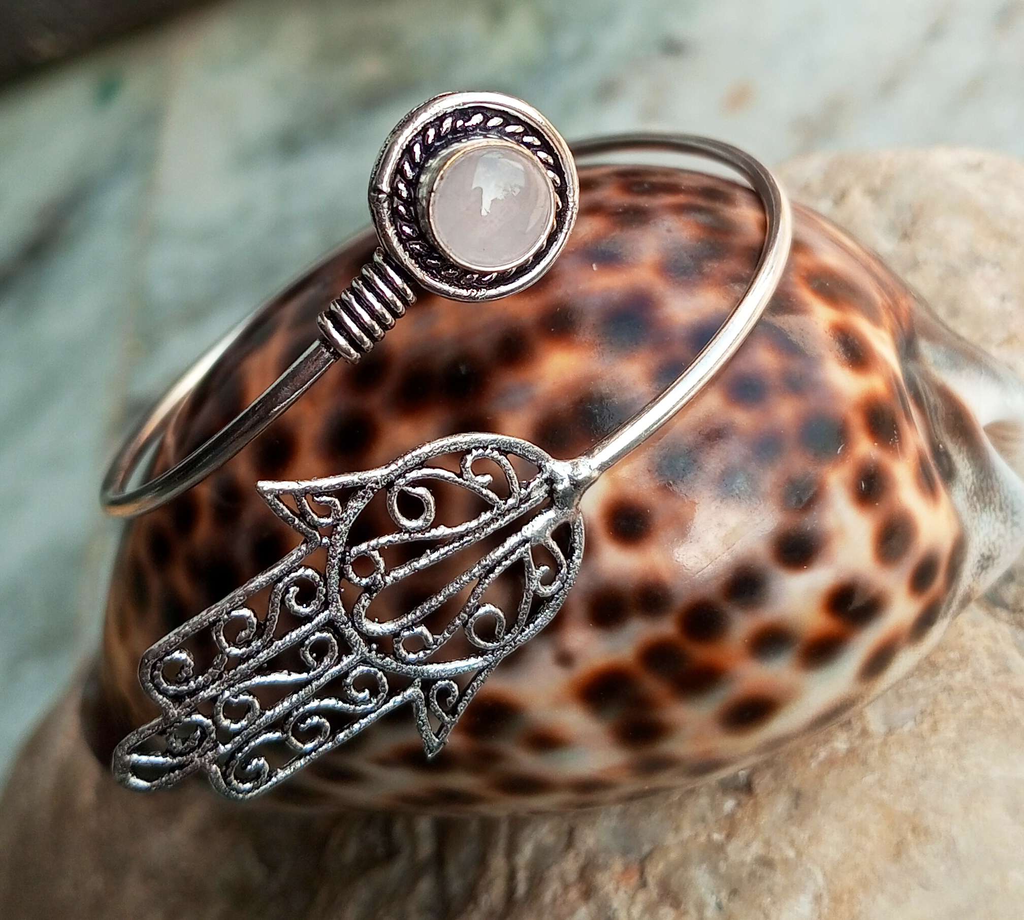

Rose Quartz Gemstone 925 Sterling Silver Plated Designer Cuff Bangle Jewelry NST-J2H4685