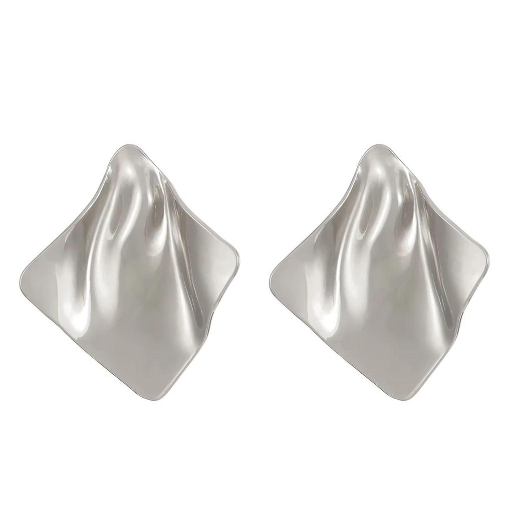 Exaggerated Gold Color Heart Oval Earrings For Women Metal Earing Jewelry Trending Irregular Wrinkled Geometric Earrings