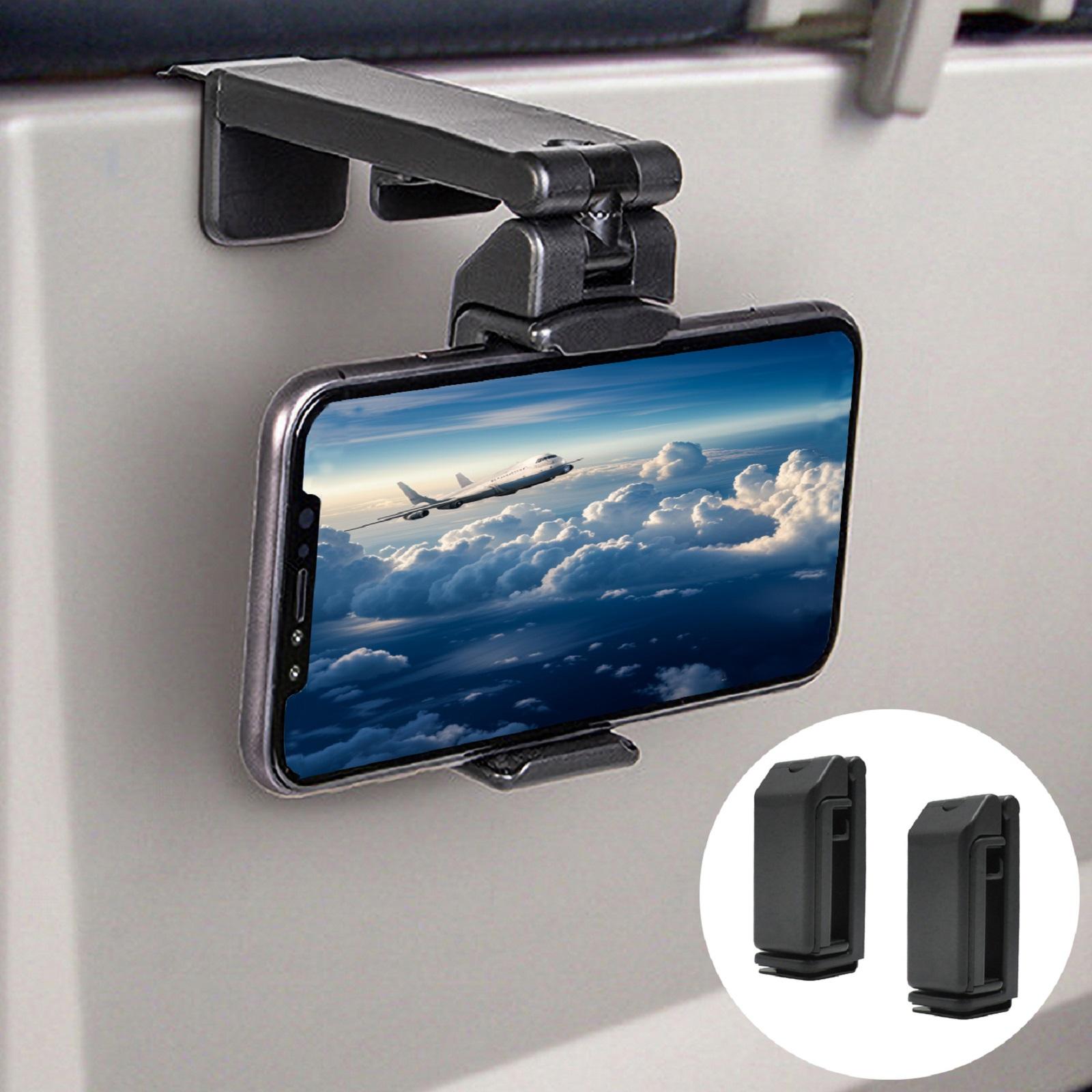 2 Pack Airplane Travel Phone Holder, Portable Essentials Travel Phone Mount with 360 Degree Rotation,Stand for Flying,Table,trunk,Outdoor Accessories чёрный