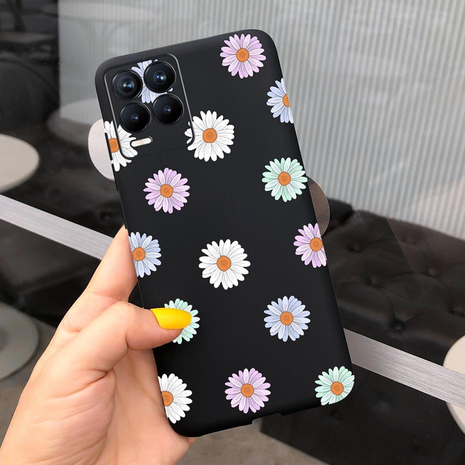 For Realme 8 Case Lavender Sunflower Silicone Back Cover For Realme 8 Pro 8i Realme8 4G RMX3085 Soft TPU Phone Case Luxury Coque