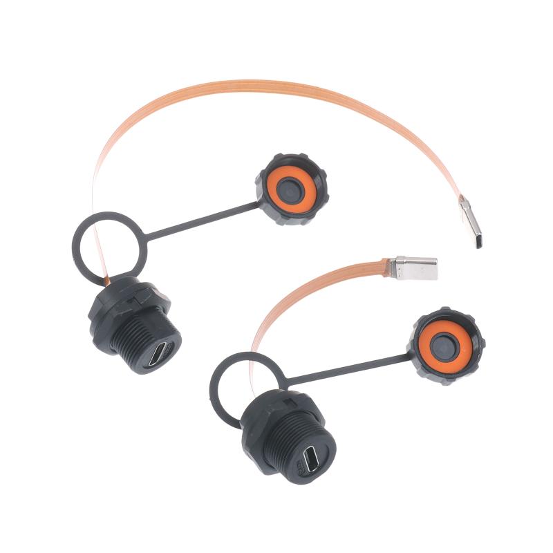1 Pezzo Impermeabile Ip67 Ip68 Tipo C Femmina a Maschio Pfc Cavo Piatto 3.1 Filettato Tipo Type-C 3.1