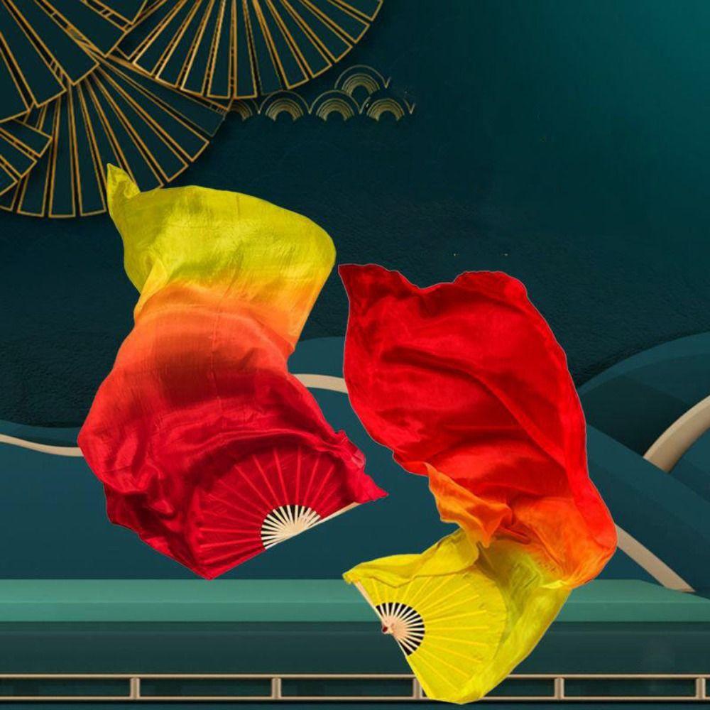 10cm Half Circle Silk Veil Chinese Short Bellydance Fan Hand Dye Adults Fan  Kid Women