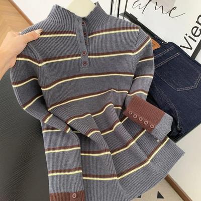 Pullover für Damen Winter Baumwolle Verdickt Warmer Strick Dehnbar Langarm Oversize Jumper Pullover Tops