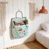 Wall Mount Iron Art Storage Bag With Cotton Linen Fabric For Dorm Room Organizing