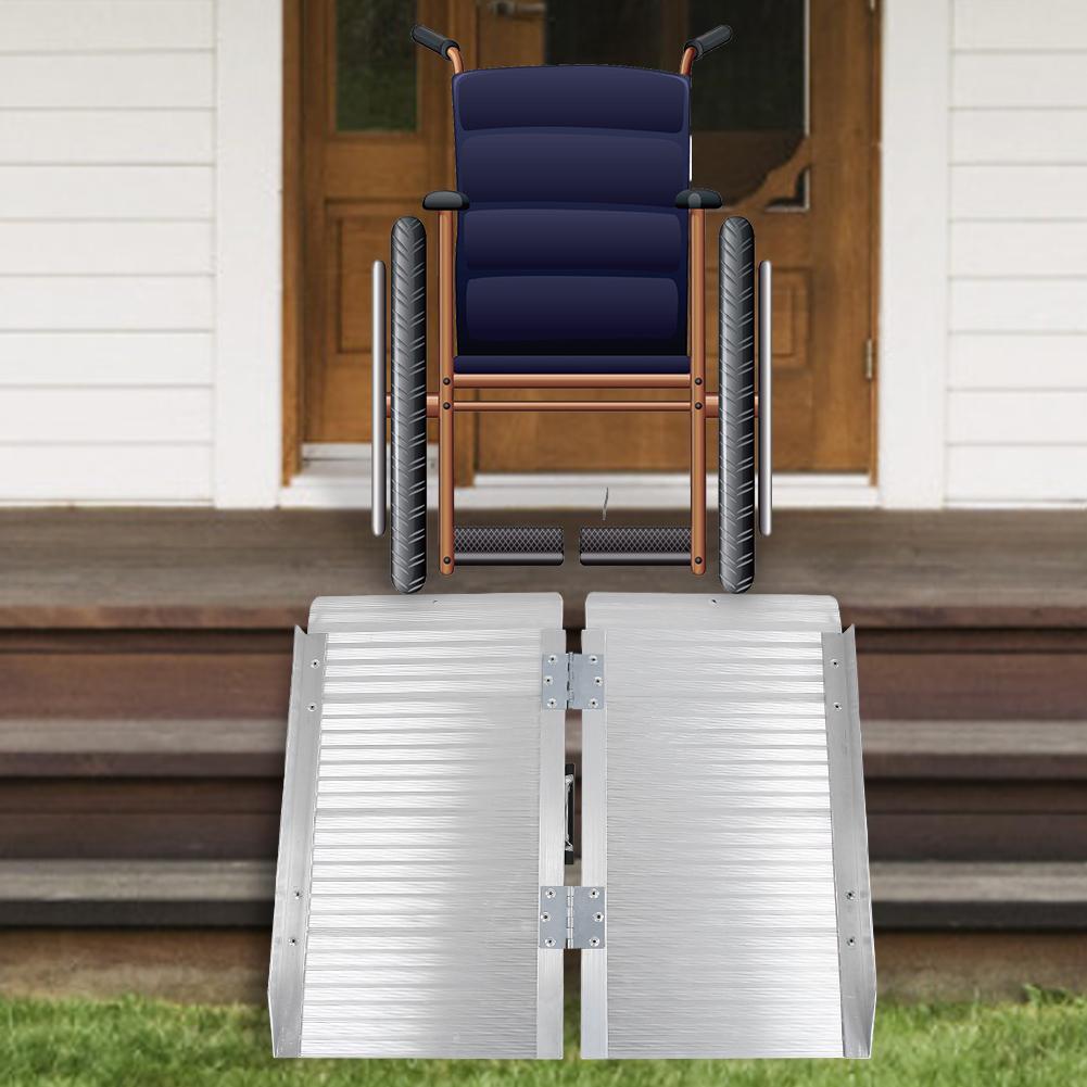 Folding Portable Wheelchair Ramp Aluminum Mobility Scooter Carrier Rack With Handle