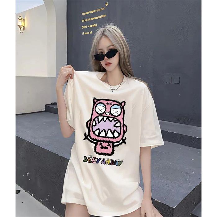 

Fun good quality cotton printed short T-shirt female tide S