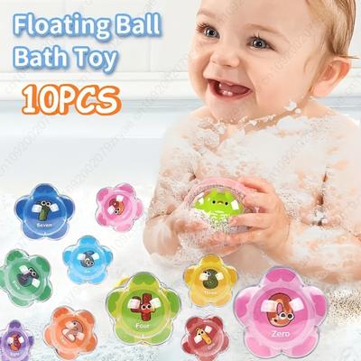 10pcs New Floating Balls Shower Toys, Number Cognitive Animal Bathroom Toys, Perfect for Summer, Christmas, Birthday Gifts