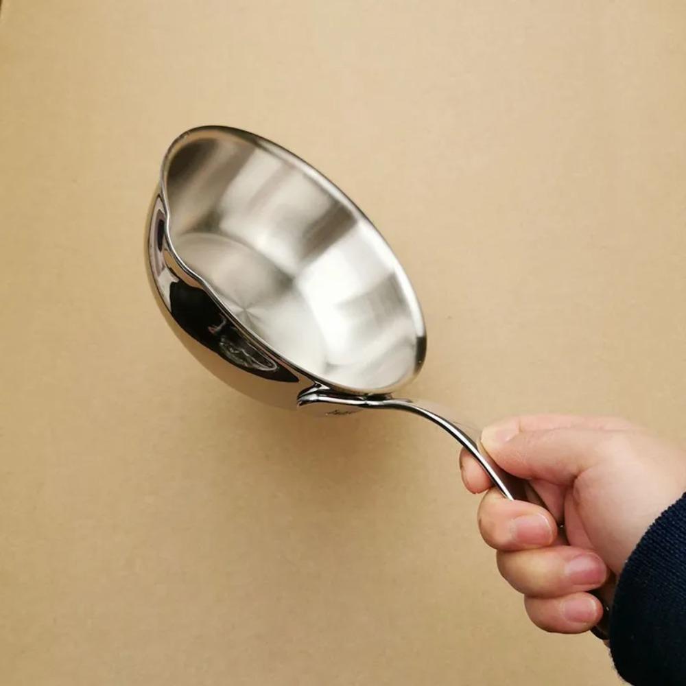 Silver Stainless Steel Frying Egg Pan Diversion Port Breakfast Cooking Pot  Sauces