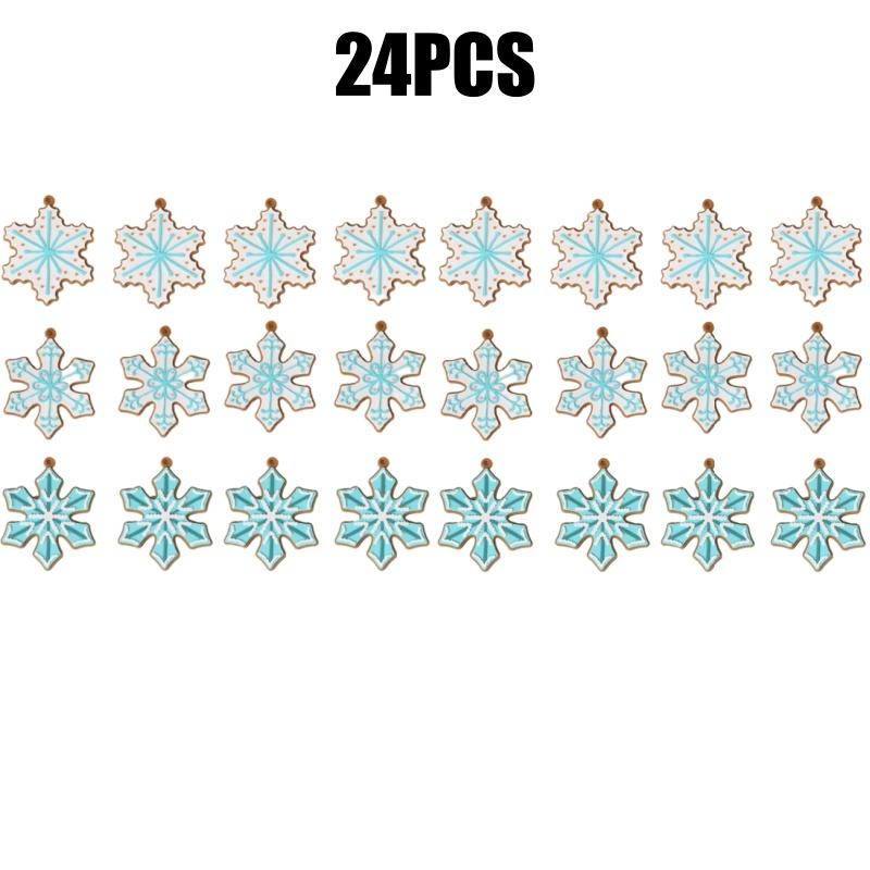 Winter Blue Snowflake Ornaments with Ropes Christmas Silicone Pendants Hanging Tree Decor for Home Party