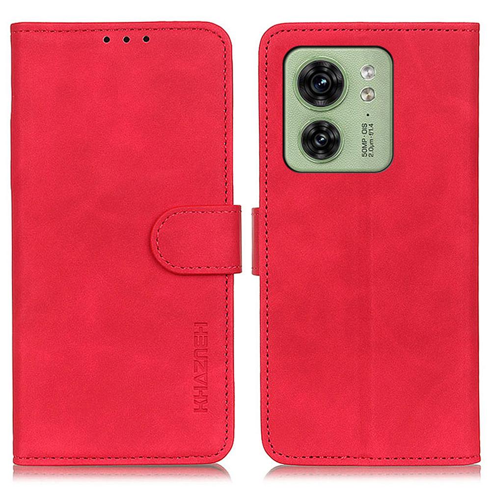 

KHAZNEH Чехол для телефона из ретро-ПУ кожи для Motorola Edge 40 5G с магнитной застежкой, кошельком и подставкой Red