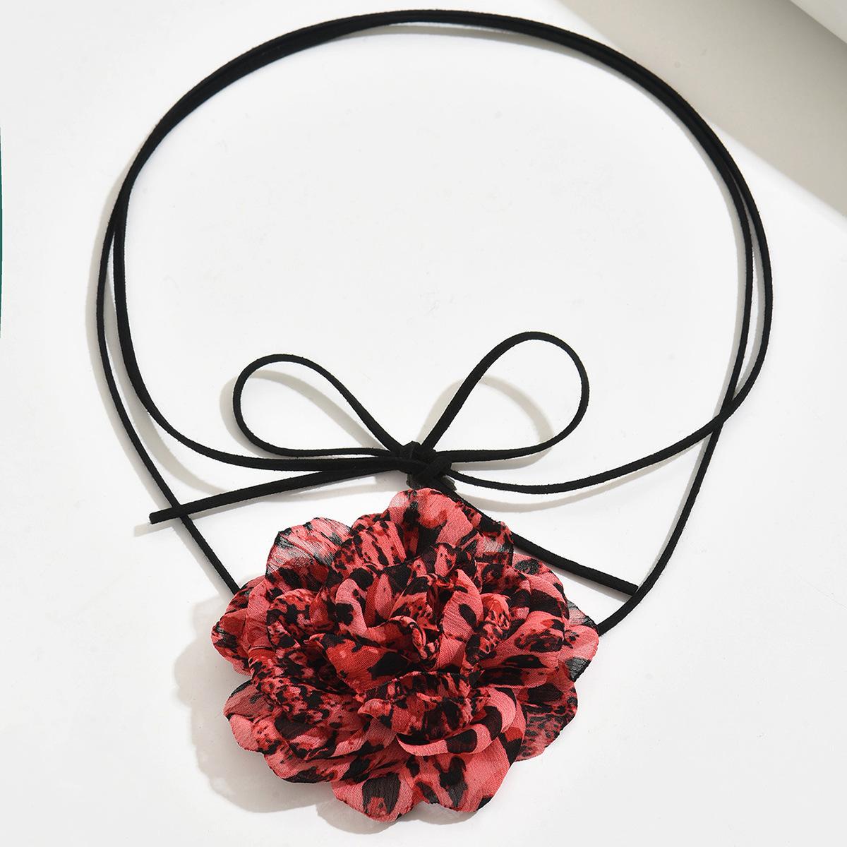 Тканевый цветок длинный ремешок ожерелье ретро этнический стиль персонаж чокер персонализированный бант цепочка на шею