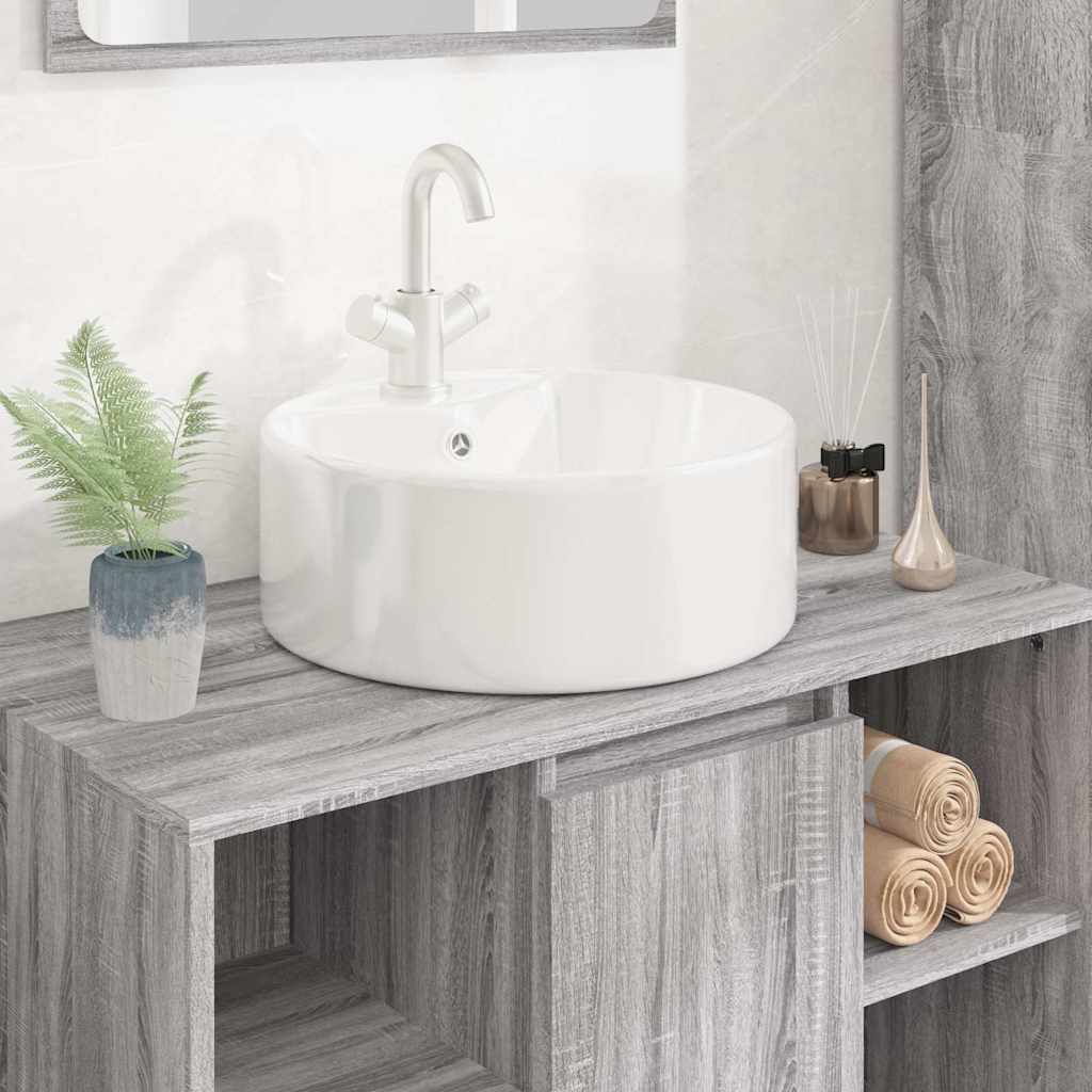 White Ceramic Round Washbasin 40x14.5 Cm