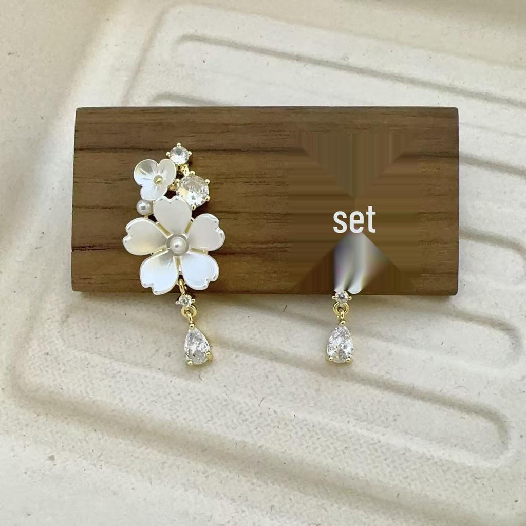 Elegant Zircon Sparkle Flower Pendant Stud Earrings for Women