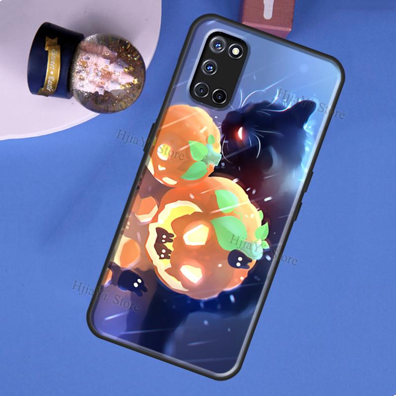 Cute Cat Pumpkin Halloween Case For OPPO A74 A94 A54 A57 S A77 A76 A96 A52 A72 A91 A93 A5 A9 A31 A53 A15 A16 A17 Cover