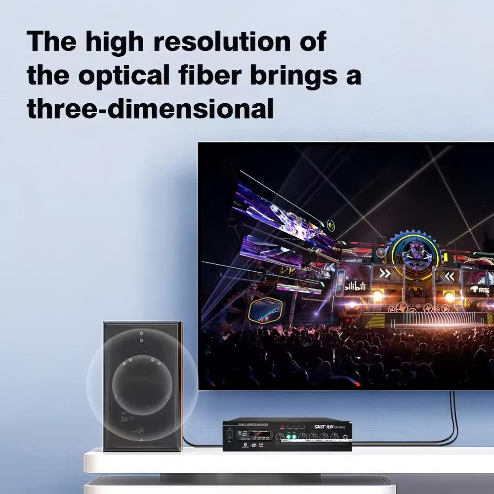 Digital Optical Fiber Audio Splitter 1 Male to 2 Male, 1 in 2 Out Audio Fiber Optic Cable for Home Theater, TV Stereo System