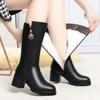 Soft Leather Boots Women's Boots Winter Fleece Cotton Boots Thickened Cotton Hair Tall Heel Women's Boots Mom Medium Boots