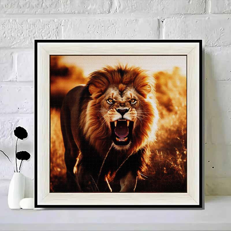 New Arrival 5D DIY Full Circle Diamond Painting "Lion" Embroidery Cross Stitch Home Decor Gift
