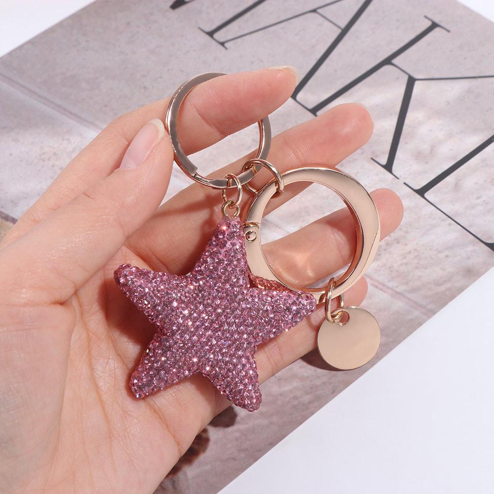 Five-Pointed Star Car Keyring Little Fresh Bag Pendant Creative Couple Keychain  Small Gift
