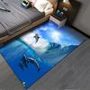 Ozean-Thema Teppich mit Delfinen und Wellen für Wohnzimmer-Dekoration Geeignet zur Verwendung als Anti-Rutsch-Matte für Wohnzimmer, Schlafzimmer, Sofas