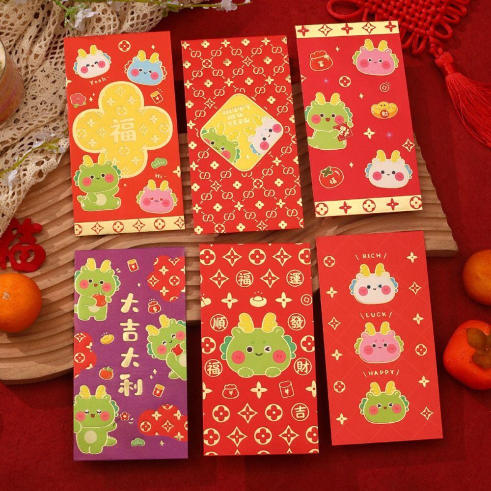 Dragon Pattern Red Envelope 2024 New Year Packet Blessing Bag Chinese HongBao  Celebration Party
