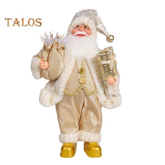 Christmas Santa Doll Decoration 12-Inch Plush Standing Santa Holding Gifts Figure Christmas Party Supplies for Home Desk Bookshelf Windowsill Decor