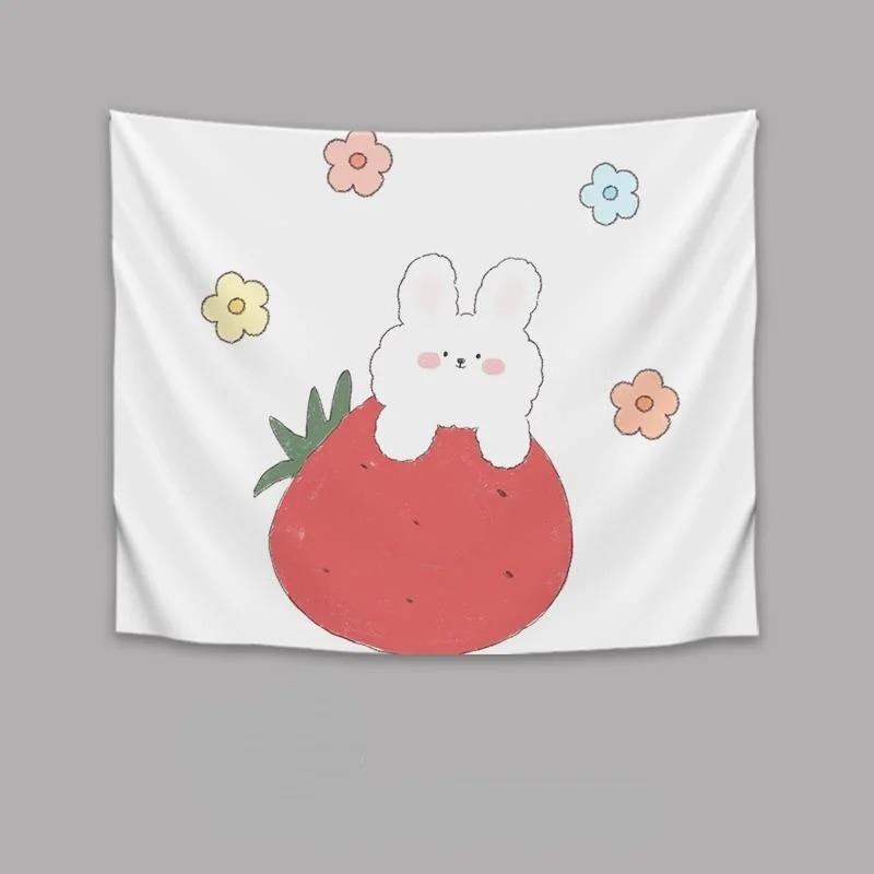 Милый мультяшный медведь клубника подвесная ткань украшение стены дома гобелен офис — фото 7