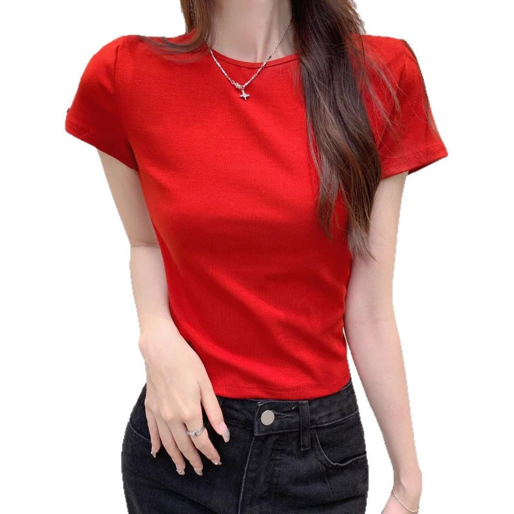 Damen Neues Sommerdesign Nische Rundhals Kurztop