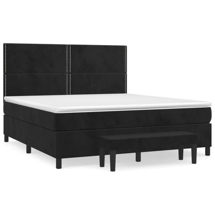 3137799 vidaXL Lit à sommier tapissier avec matelas Noir 180x200 cm Velours