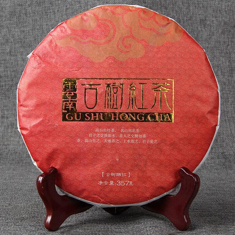 Gu Shu Hong Cha Sonnengetrockneter alter Baum Dianhong Dian Hong Schwarzteekuchen 357g