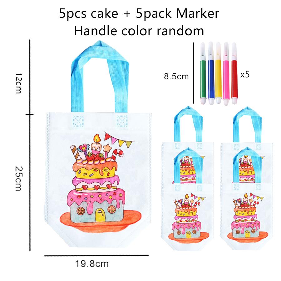5pcs Graffiti Bag with Marker Children Drawing Toys Puzzle Parent-child Interaction Color Cognition Preschool Activity Props TMZ