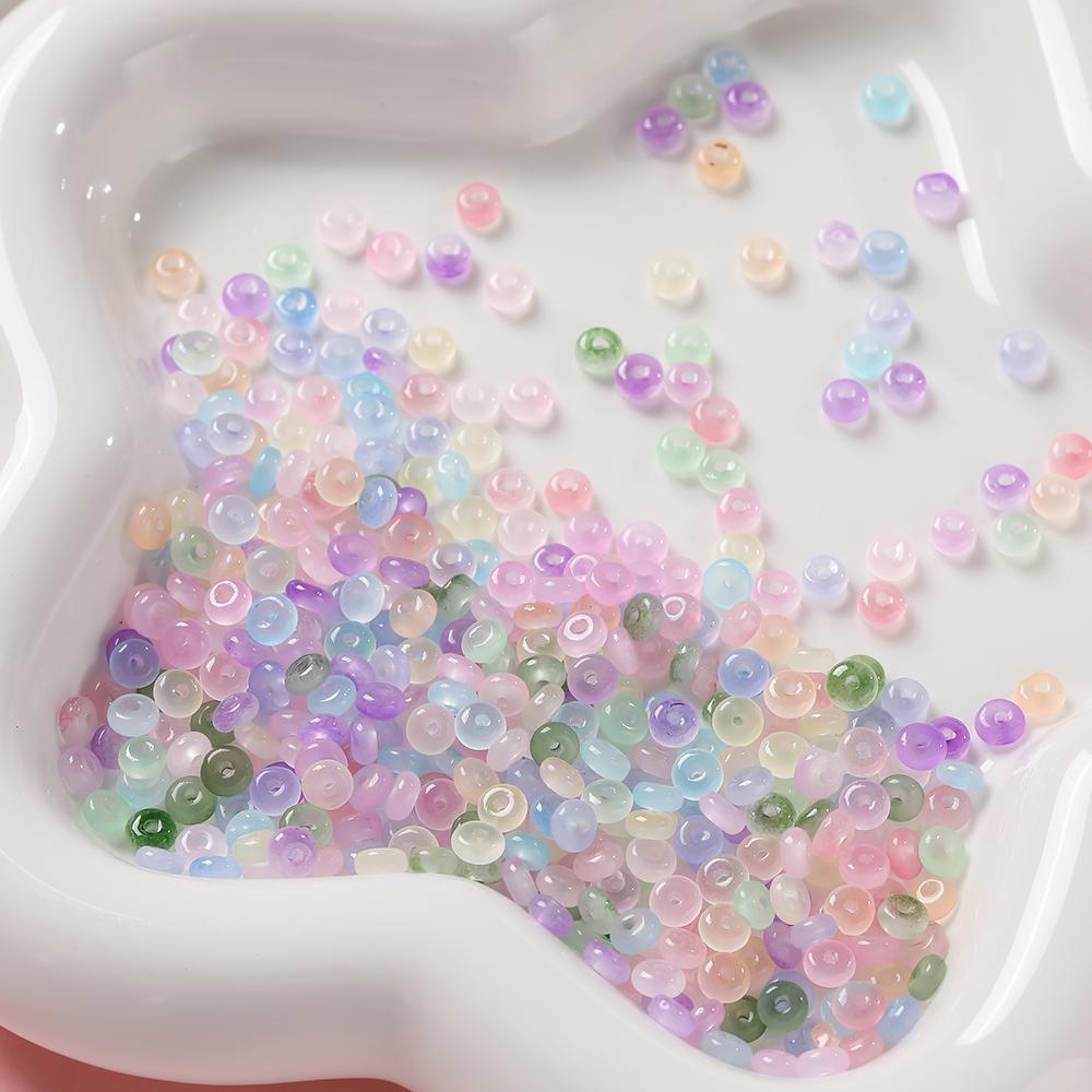 100pcs/lot 2x4mm Ice Seed Gradient Glass Beads Round Beads Colorful Uniform Rice Shape for DIY Handmade Jewelry Bracelet Making