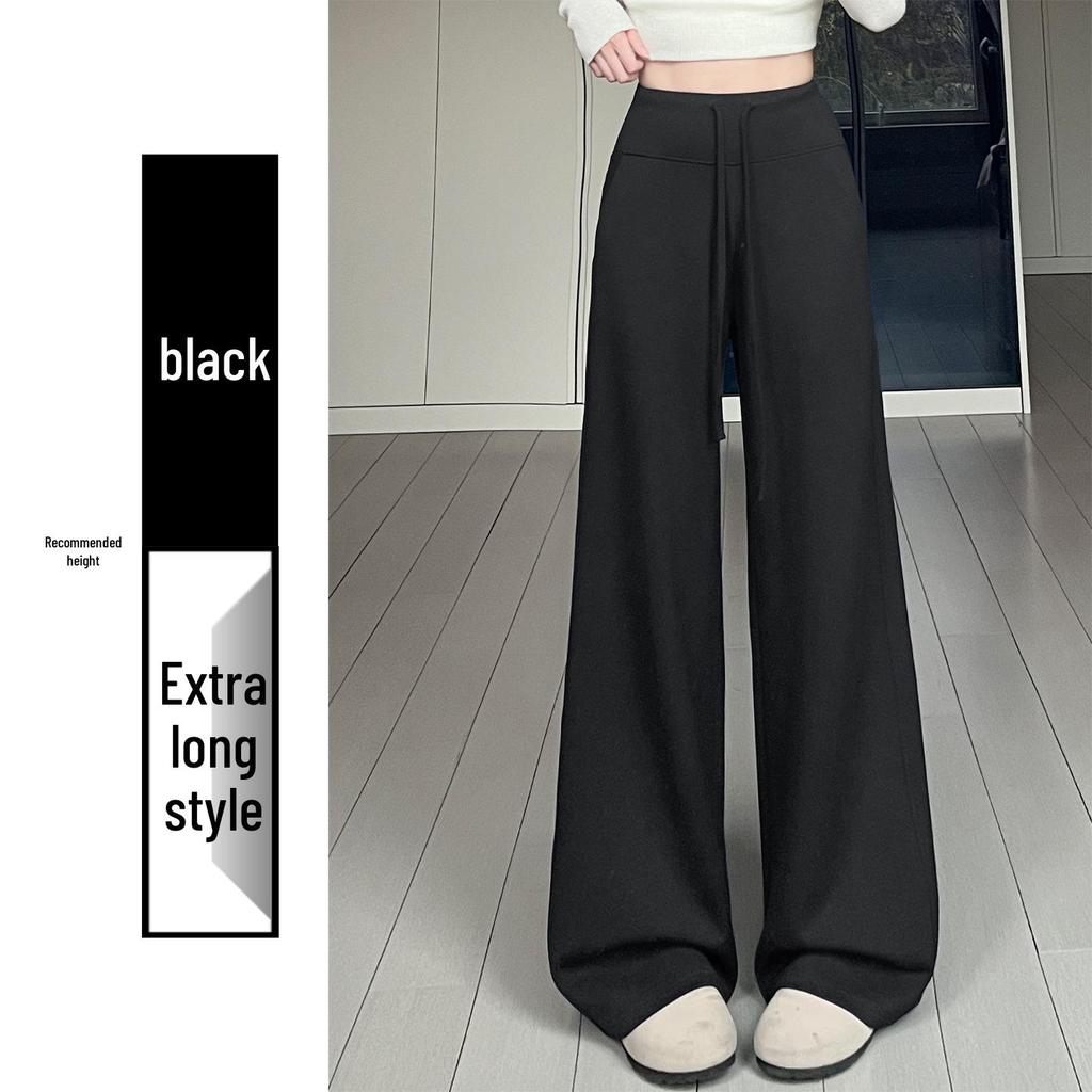 Spring 2026 Deep Gray Plus Size High-Waisted Wide-Leg Pants for Women