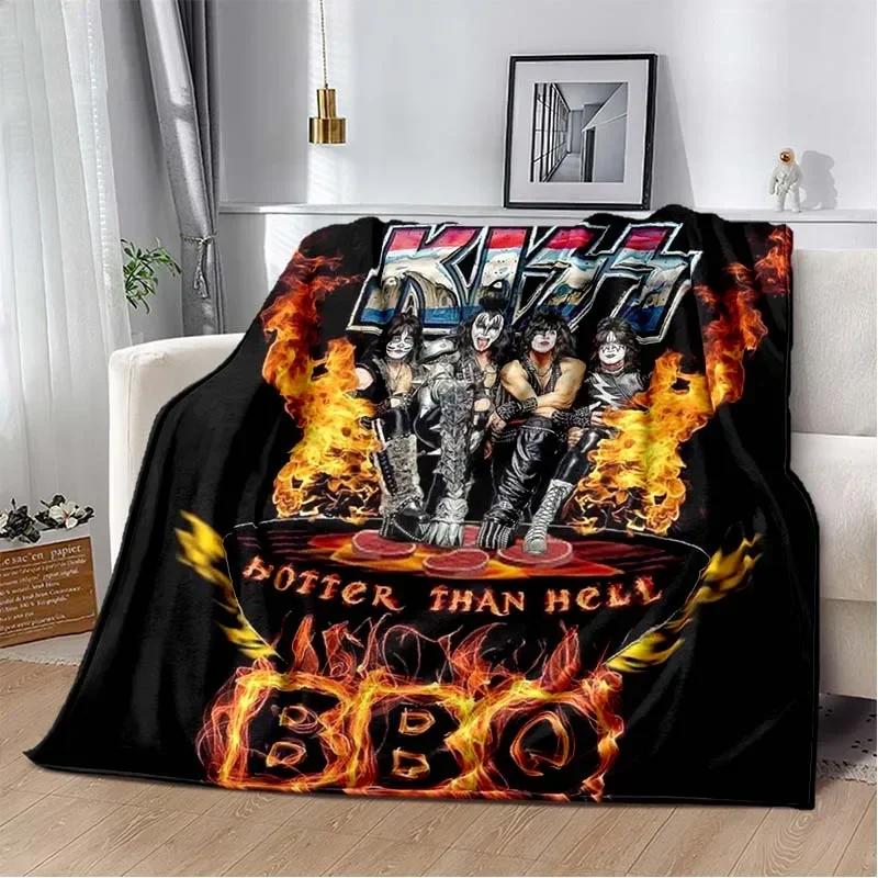 KISS Band Pattern Throw Blanket Light Weight Blanket for Living Room Bedroom Kidsroom Warm Blanket Christmas Gift