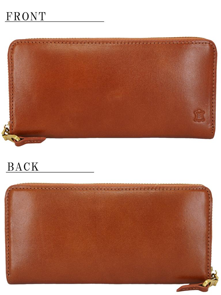 Braune italienische Ledergeldbörse für Damen und Herren, echtes Rindsleder mit rundem Reißverschluss, Münzfach und Kartenfächern. Große Kapazität,
