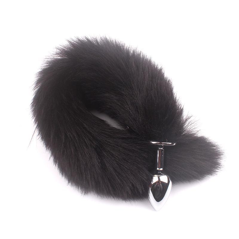 White Fox Fur Tail Metal Anal Plug - Adult Toy for Couples