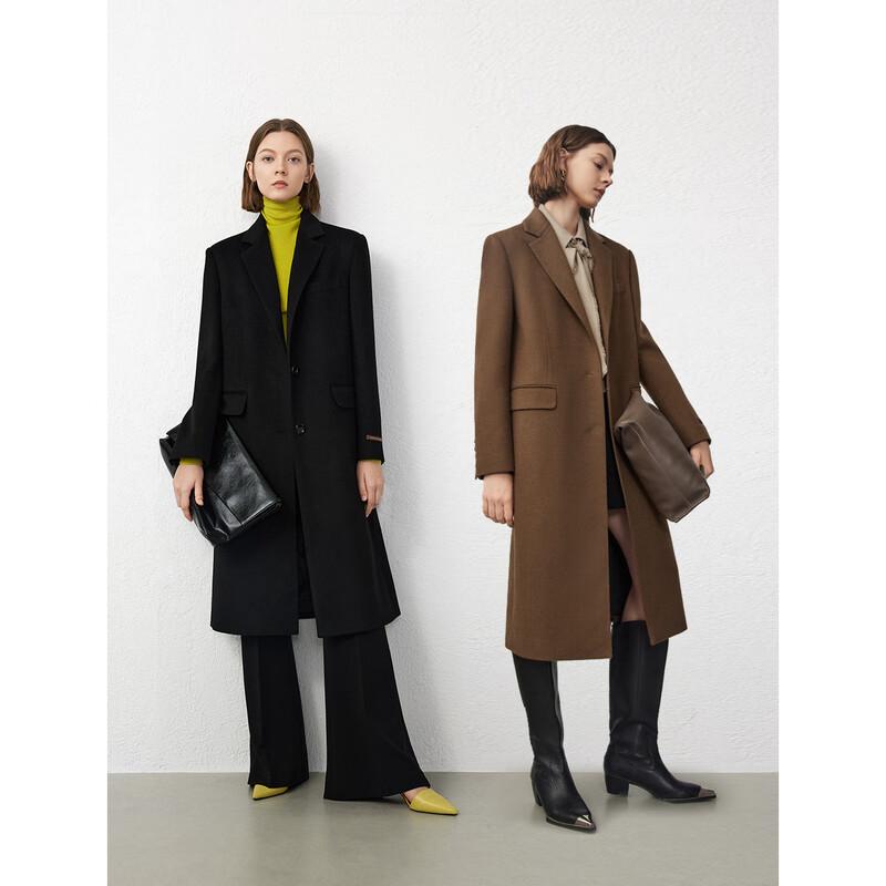 LANCY Women's Wool Blend Retro Suit Collar Coat